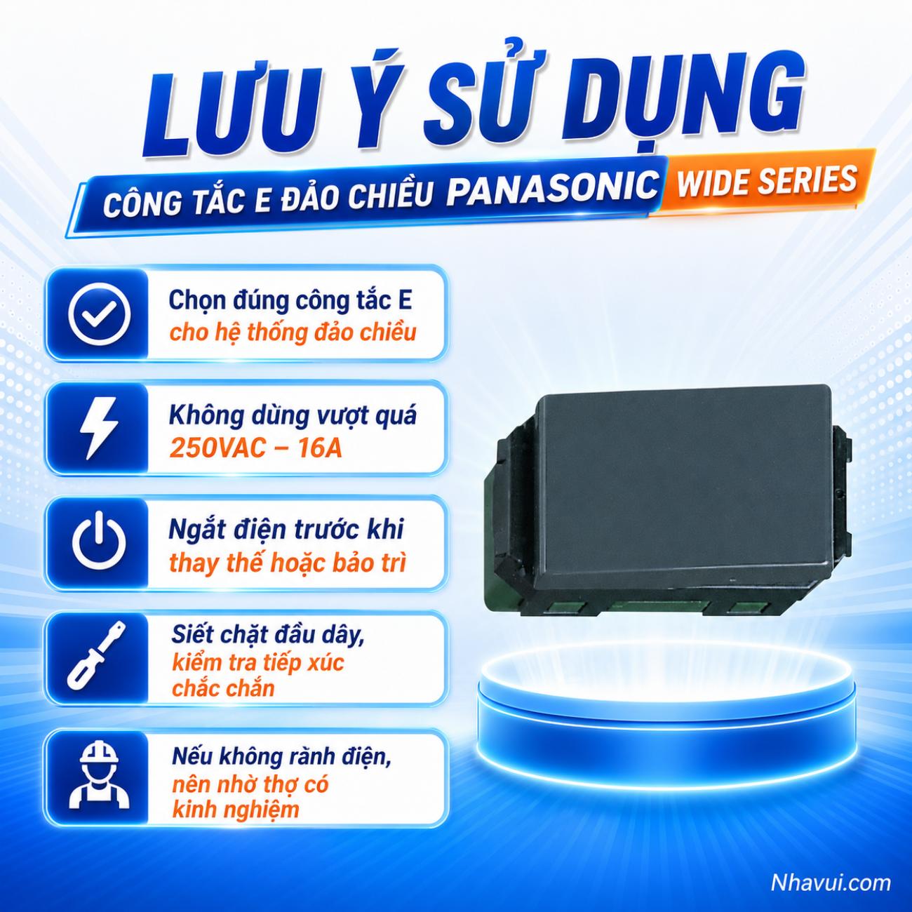 Công tắc E, đảo chiều Panasonic WIDE Series 250VAC – 16A